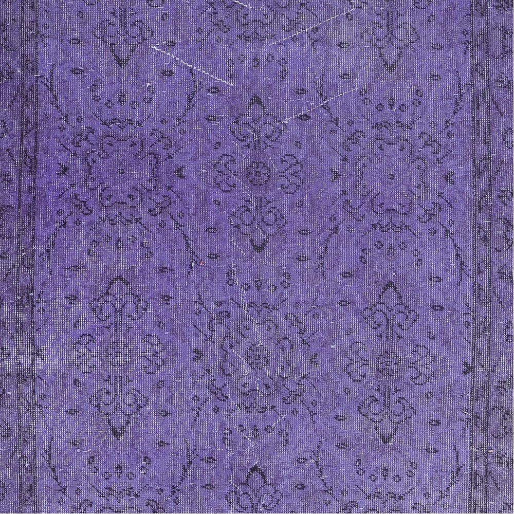 Small Handmade Turkish Low Pile Twitch Purple Rug for Kitchen & Office Decor, Overdyed Kid's Room Carpet