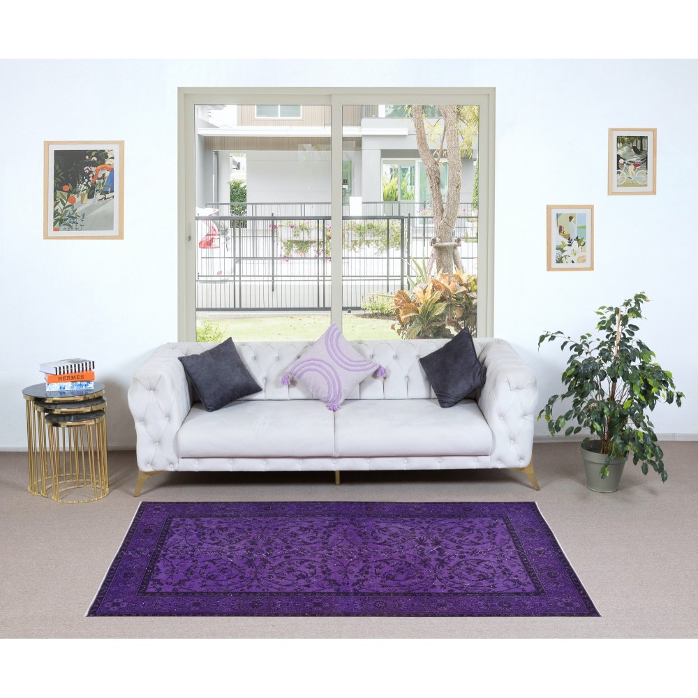 Hand Knotted Modern Violet Purple Small Rug from Turkey
