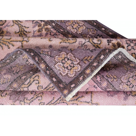 Handmade Turkish Light Pink Rug, Modern Home Decor Floral Carpet, Upcycled Floor Covering