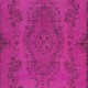 Hot Pink Anatolian Wool Rug with Medallion, Modern Handmade Carpet