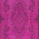 Hot Pink Anatolian Wool Rug with Medallion, Modern Handmade Carpet