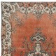 Traditional Vintage Handmade Turkish Small Rug in Red & Beige with Medallion