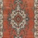 Traditional Vintage Handmade Turkish Small Rug in Red & Beige with Medallion