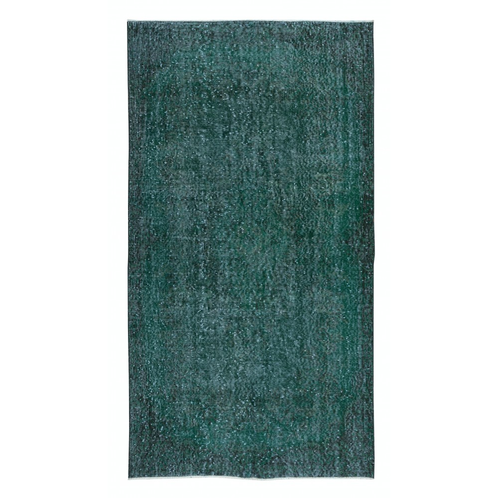 Vintage Green Accent Rug, Handwoven and Handknotted in Turkey