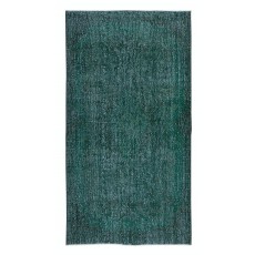 Vintage Green Accent Rug, Handwoven and Handknotted in Turkey