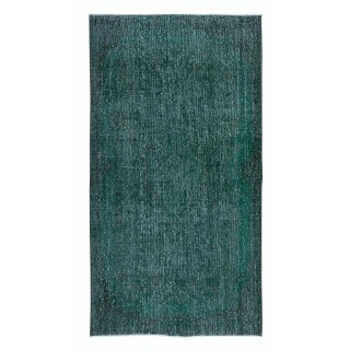 Vintage Green Accent Rug, Handwoven and Handknotted in Turkey
