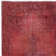 Red Handmade Turkish Rug for Entryway & Kitchen Decor, Modern Redyed Carpet for Living Room