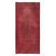 Red Handmade Turkish Rug for Entryway & Kitchen Decor, Modern Redyed Carpet for Living Room