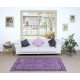 Turkish Handmade Accent Rug in Purple, Great for Modern Interiors