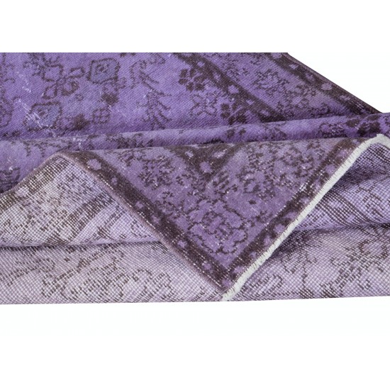 Turkish Handmade Accent Rug in Purple, Great for Modern Interiors