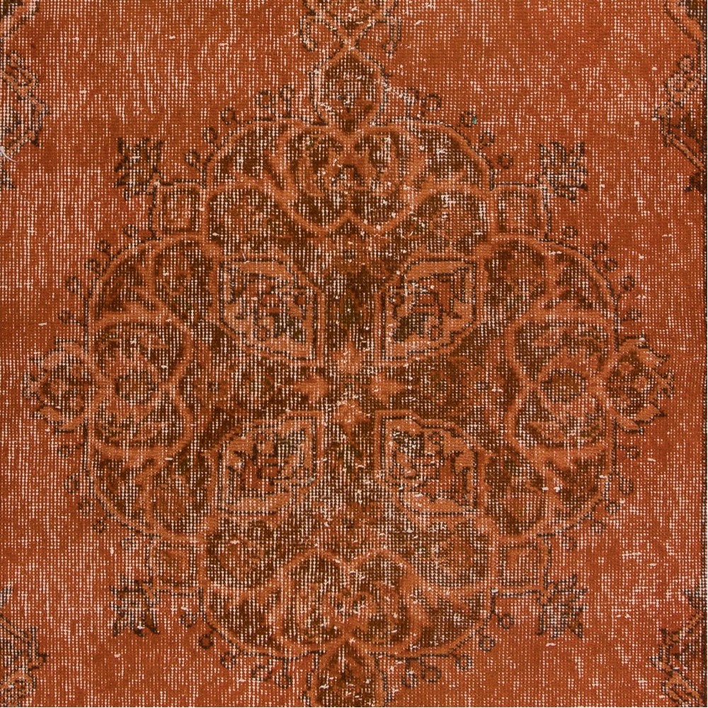 Orange Handmade Accent Rug with Medallion Design, Entryway Carpet, Kitchen Floor Covering