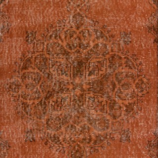 Orange Handmade Accent Rug with Medallion Design, Entryway Carpet, Kitchen Floor Covering
