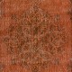 Orange Handmade Accent Rug with Medallion Design, Entryway Carpet, Kitchen Floor Covering