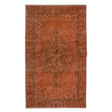 Orange Handmade Accent Rug with Medallion Design, Entryway Carpet, Kitchen Floor Covering