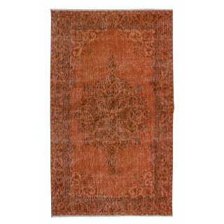 Orange Handmade Accent Rug with Medallion Design, Entryway Carpet, Kitchen Floor Covering