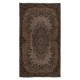 Small Brown Rug with Medallion Design, Handwoven and Handknotted in Turkey