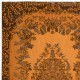 Small Rug with Medallion in Orange, Handmade Turkish Carpet