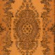Small Rug with Medallion in Orange, Handmade Turkish Carpet