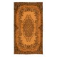 Small Rug with Medallion in Orange, Handmade Turkish Carpet