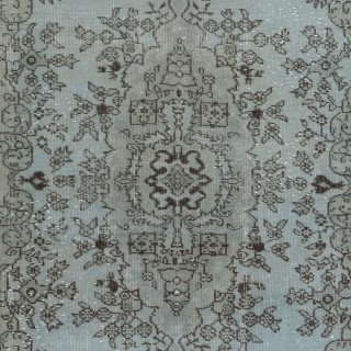 Turkish Handmade Floral Accent Rug in Sky Blue, Low Pile Carpet with Medallion Design, Great 4 Modern Interiors Turkish Handmade Floral Accent Rug in Sky Blue, Low Pile Carpet with Medallion Design, Great 4 Modern Interiors