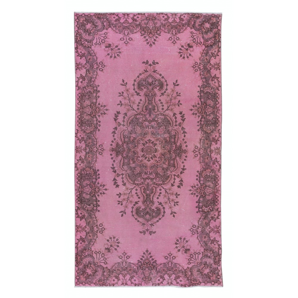 Handmade Turkish Accent Rug in Pink, Small Kitchen Rug, Bedroom Carpet