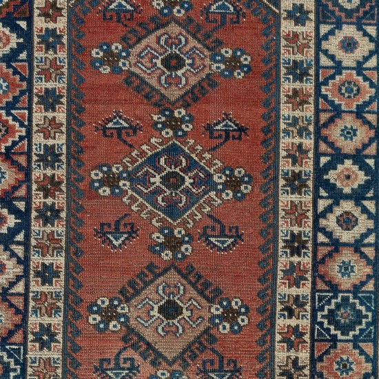 Traditional Vintage Handmade Turkish Area Rug with Medallions, Colorful Unique Carpet