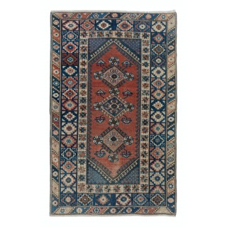 Traditional Vintage Handmade Turkish Area Rug with Medallions, Colorful Unique Carpet