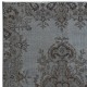 Handmade Gray Indoor Outdoor Rug with Medallion Design, Contemporary Turkish Small Carpet