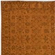 Handmade Rug with All-Over Floral Design, Orange Turkish Carpet, Woolen Floor Covering