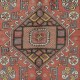 Handmade Geometric Medallion Design Rug, Ca 1960, Vintage Turkish Red Carpet