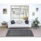 Handmade Small Rug with Botanical Design and Gray Background from Turkey