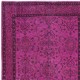Small Floral Patterned Pink Rug for Modern Interiors, Handwoven and Handknotted in Turkey