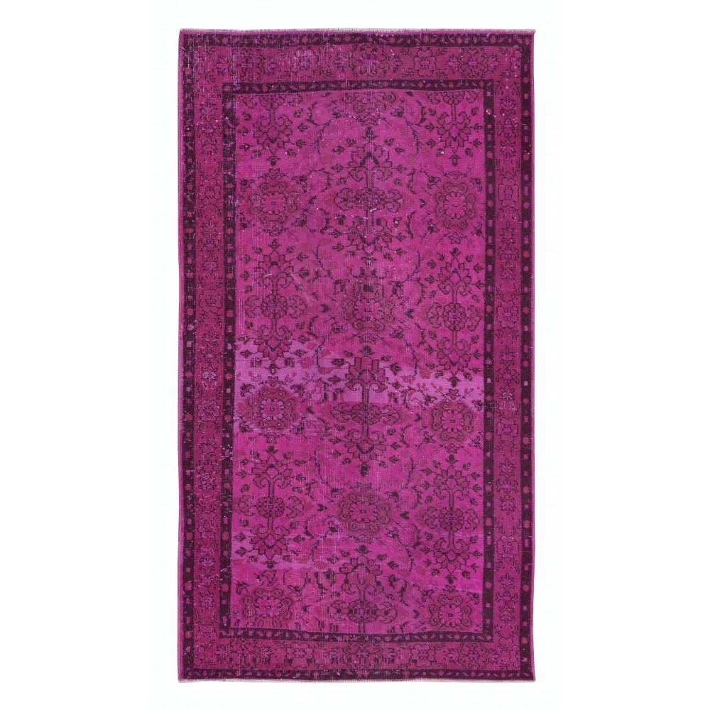 Small Floral Patterned Pink Rug for Modern Interiors, Handwoven and Handknotted in Turkey