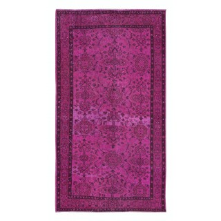 Small Floral Patterned Pink Rug for Modern Interiors, Handwoven and Handknotted in Turkey