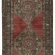 Traditional Vintage Handmade Turkish Hallway Runner Rug with Medallions, 100% Wool