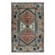 Unique Vintage Hand Knotted Turkish Area Rug with Geometric Patters, All Wool