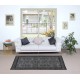 Gray Modern Handmade Turkish Rug, Floral Pattern Living Room Carpet