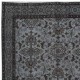 Gray Modern Handmade Turkish Rug, Floral Pattern Living Room Carpet