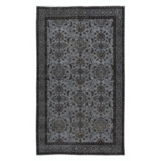 Gray Modern Handmade Turkish Rug, Floral Pattern Living Room Carpet