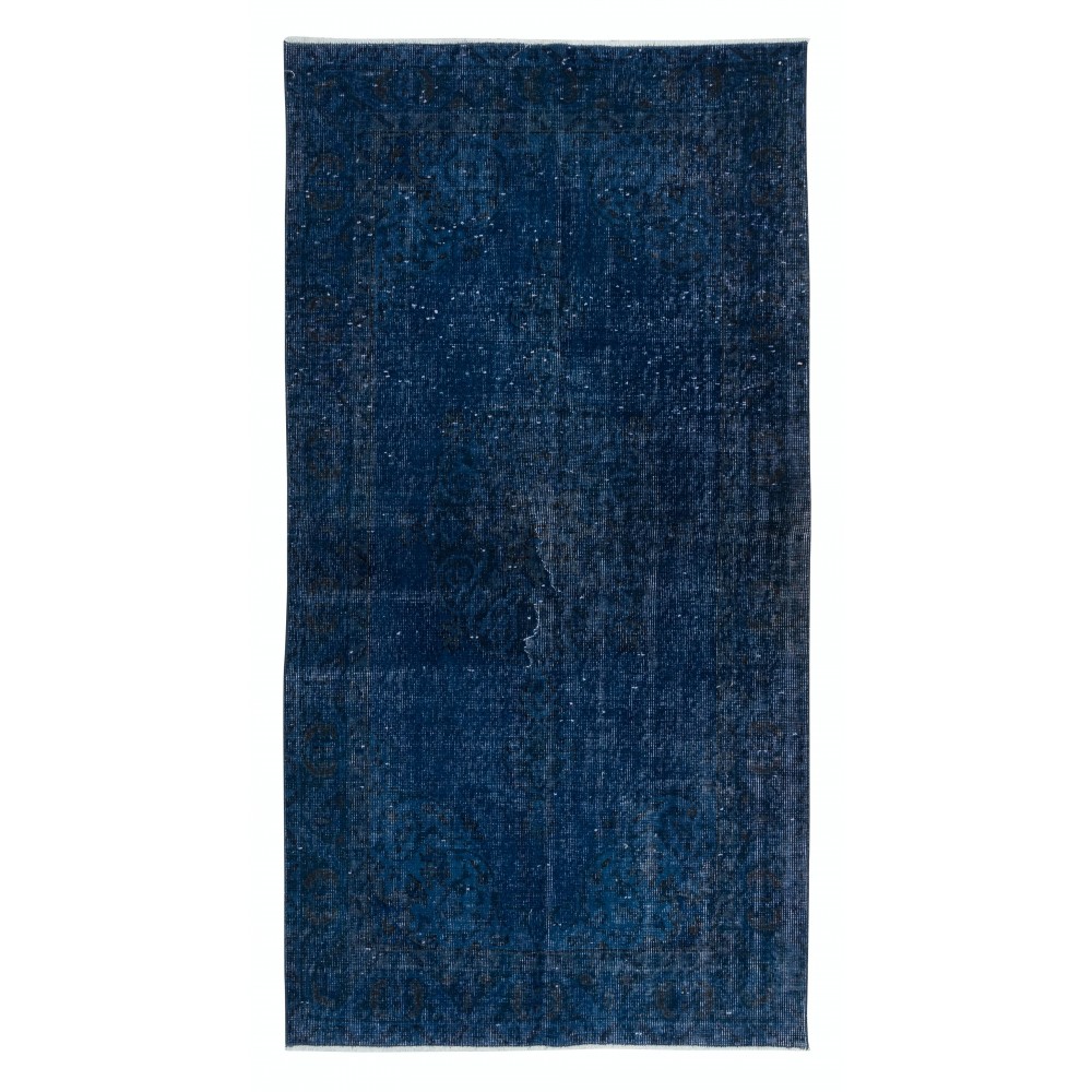 Navy Blue Handmade Rug for Living Room, Modern Royal Blue Turkish Carpet for Dining Room & Kitchen