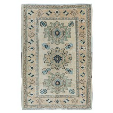 Vintage Turkish Rug with Medallions, Handmade Carpet, 100% Wool