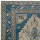 Vintage Turkish Rug in Dark Blue & Beige, Handmade Village Carpet, All Wool