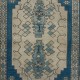 Vintage Turkish Rug in Dark Blue & Beige, Handmade Village Carpet, All Wool