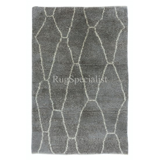 Modern Moroccan Tulu Rug in Gray, 100% Natural Un-Dyed Wool, Premium Quality Berber Carpet