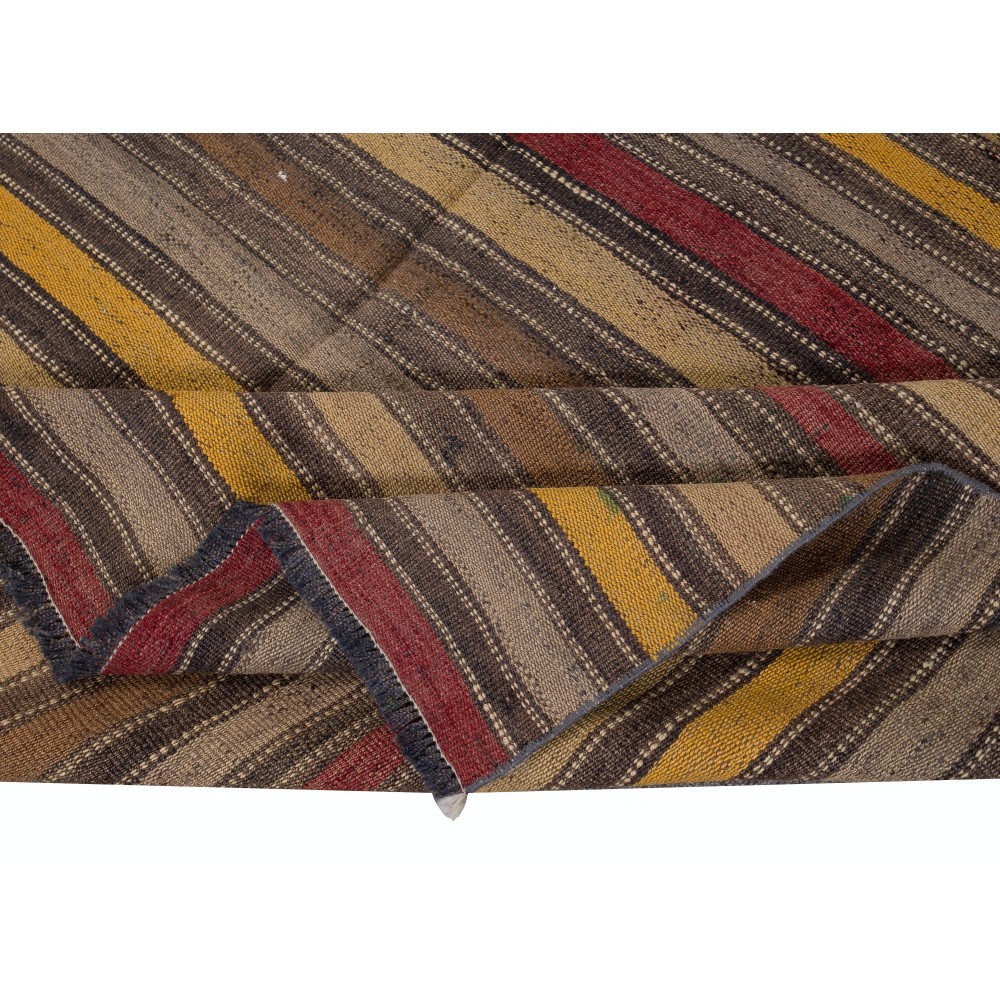 Colorful Hand-Woven Anatolian Kilim, Flat-Weave Vintage Rug, All Wool