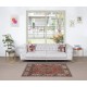 Semi Antique Turkish Bergama Rug in Red Color, 100% Wool