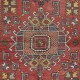 Handmade Geometric Medallion Design Rug, Ca 1960, Vintage Turkish Red Carpet