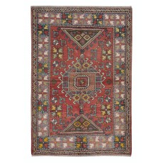 Semi-Antique Turkish Bergama Rug in Red Color, 100% Wool