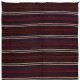 Hand-Woven Turkish Kilim with Striped Pattern, Flat-Weave Multicolor Rug, 100% Wool