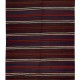 Hand-Woven Turkish Kilim with Striped Pattern, Flat-Weave Multicolor Rug, 100% Wool